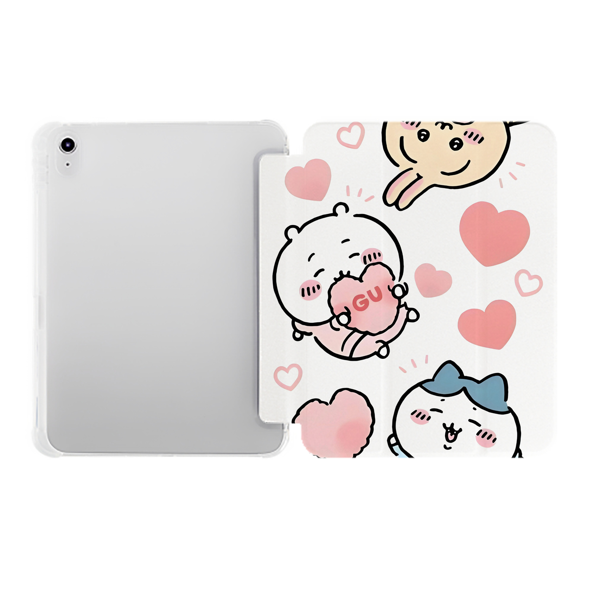 （画像用） ちいかわ Chii-kawa IPad ケース ペン収納付き 三つ折りスタンド PUレザー×シリコン 対応機種9.5/10.5/10.9インチ